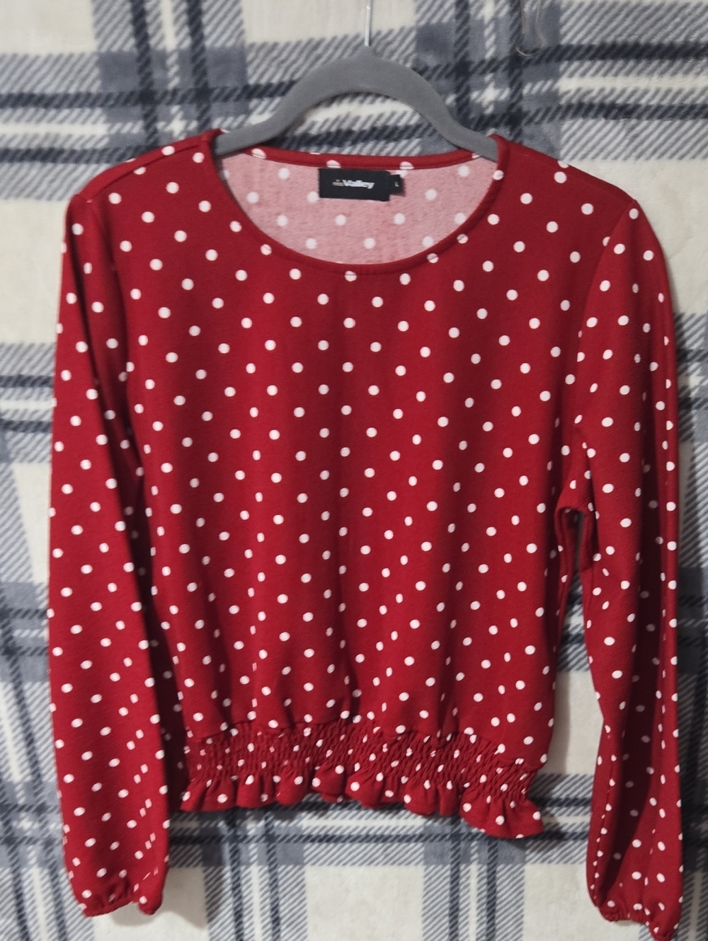 Red Polka Dot Long Sleeve Blouse